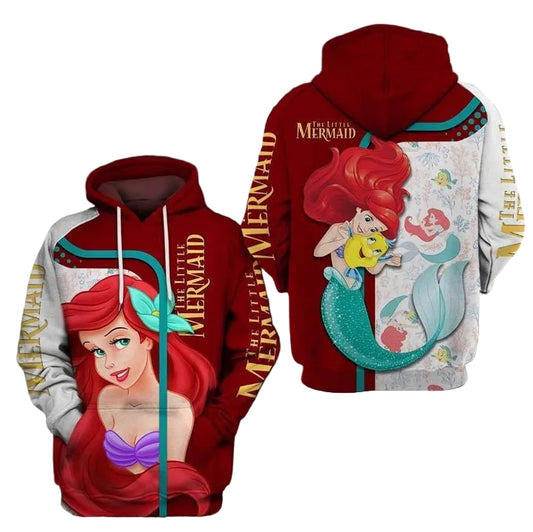Disney Ariel The Little Mermaid With Love 3d Hoodie Zip Hoodie Moonbestprint