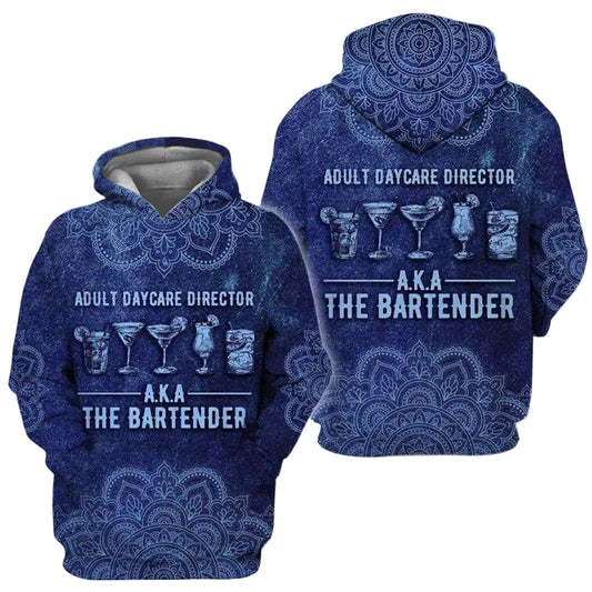 Bartender Daycare Director Aka The Bartender Mandala Hoodie Zip Hoodie Moonbestprint