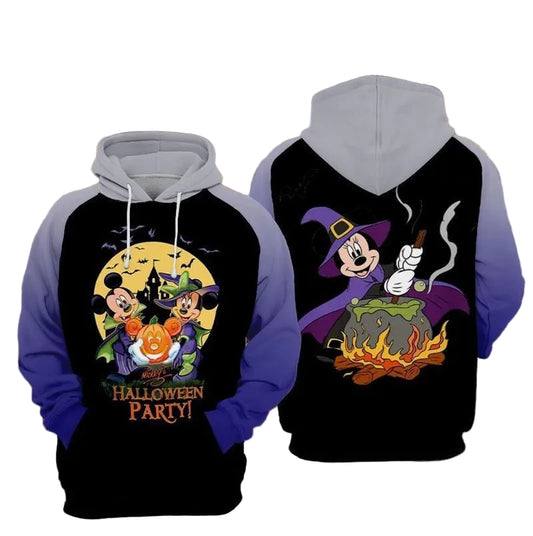 Mickey &amp; Minnie Wizard Halloween Theme Over Print 3d Hoodie Zip Hoodie Moonbestprint