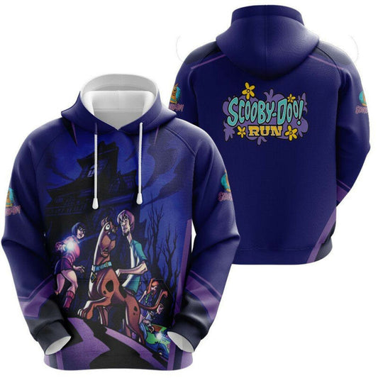 Scooby Doo Run Night Mansion Halloween Horror Castle Blue 3d Hoodie Zip Hoodie Moonbestprint
