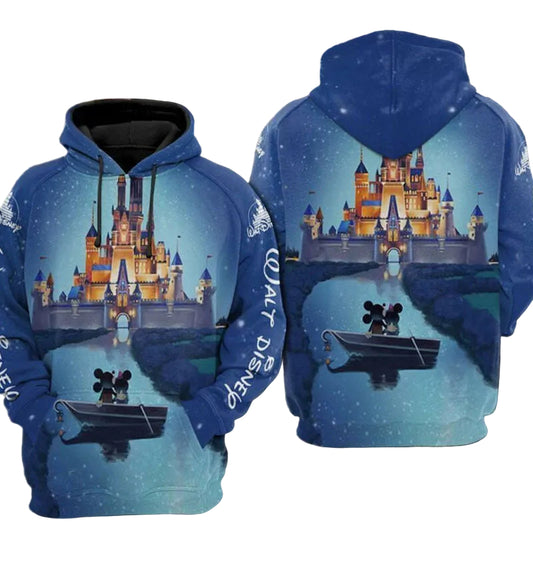 Minnie And Mickey Mouse On The River By The Castle 3d Hoodie Zip Hoodie Moonbestprint