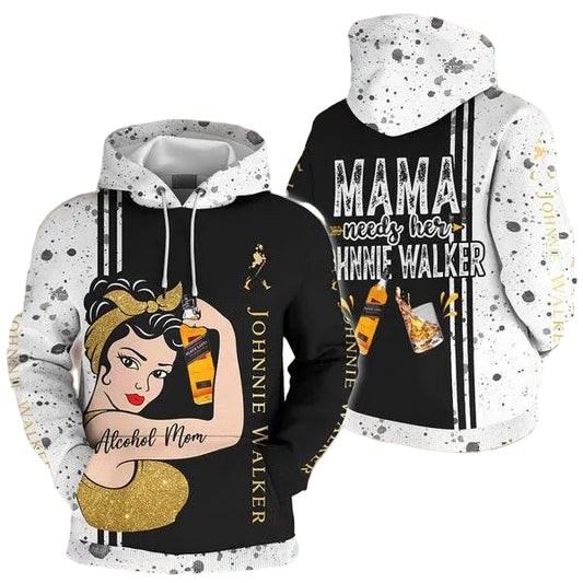 Alcohol Mom, Mama Needs Her Johnnie Walker, Mother's Day Gift All Over Print Hoodie, Zip Hoodie 17 Moonbestprint