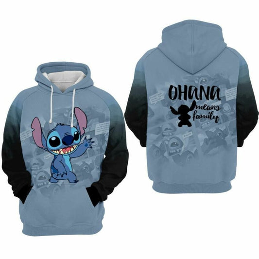 Stitch Ohana Means Family 1 Over Print 3d Hoodie Zip Hoodie Moonbestprint