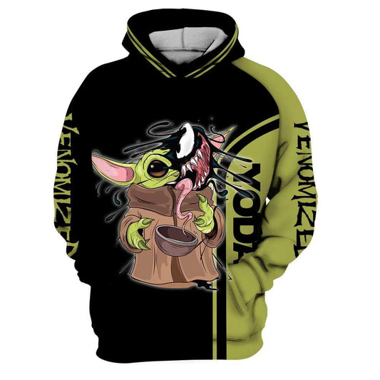 Baby Yoda Star Wars And Venom Marvel All Over Print Hoodie, Zip Hoodie Moonbestprint
