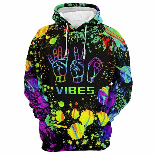 Language Hand Sign Vibes Full Printing Hoodie 3d Hoodie Moonbestprint