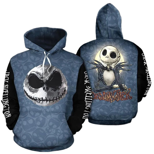 Jack Skellington The King Of Pumpkin, Jack Skellington Pattern All Over Print Hoodie Moonbestprint