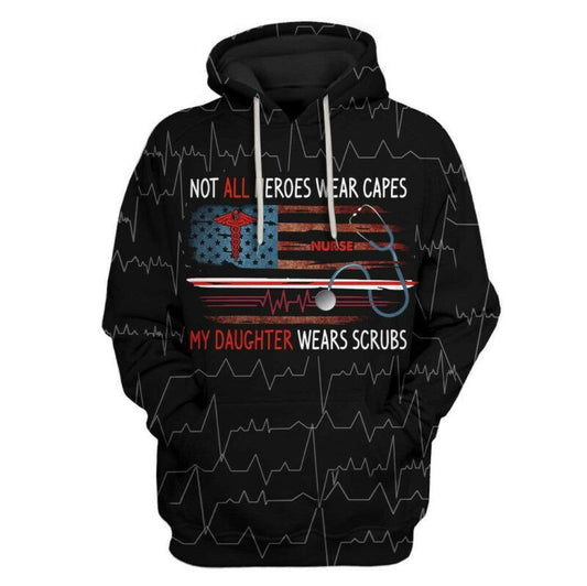 Nurse Hoodie My Hero Wears Scrubs Nurse 3d Hoodie Zip Hoodie Moonbestprint