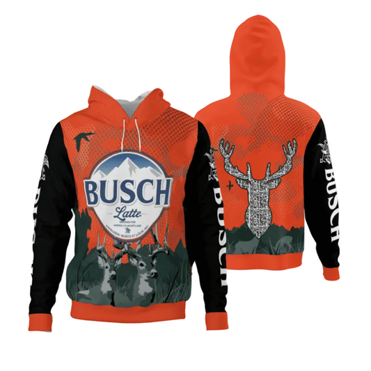 Beer Hoodie Busch Light Shirts Deer Hunting With Busch Light Beer Orange Hoodie Adult Full Print Gift For Beer Lover Moonbestprint
