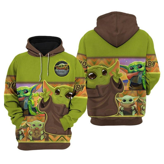 Cute Baby Yoda, Green Baby Yoda Star Wars All Over Print Hoodie, Zip Hoodie Moonbestprint