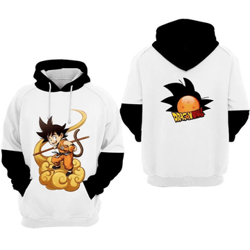 Dragon's Ball Young Goku White And Black Over Print 3d Hoodie Zip Hoodie Moonbestprint