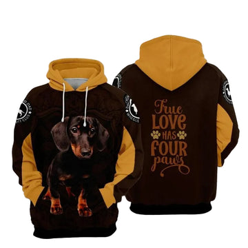 Dachshunds Dog True Love Has Four Paw Over Print 3d Hoodie Zip Hoodie Moonbestprint
