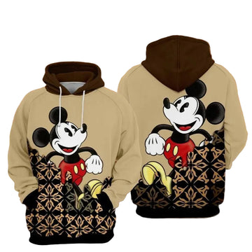 Mickey Mouse Brown Over Print 3d Hoodie Zip Hoodie Moonbestprint