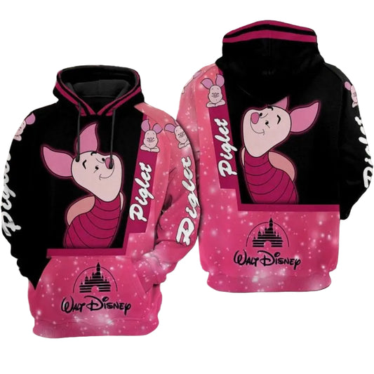 Piglet Cartoon Winnie The Pooh Walt Disney Over Print 3d Hoodie Zip Hoodie Moonbestprint