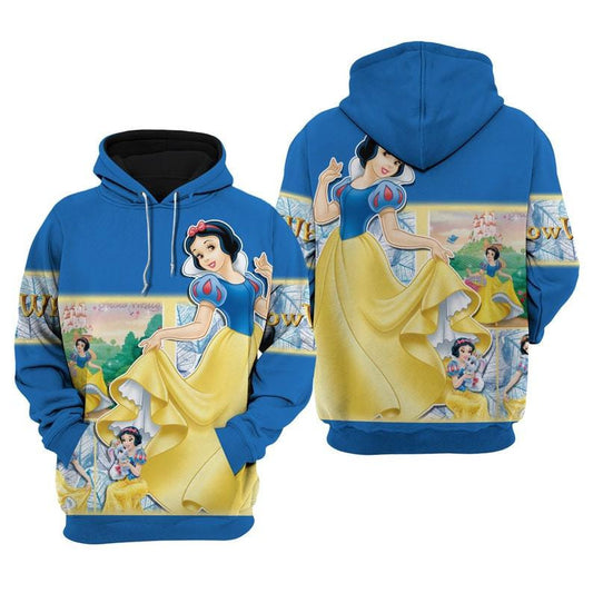 Disney Princess Fan Gift, Blue Snow White Disney Princess All Over Print Hoodie, Zip Hoodie Moonbestprint