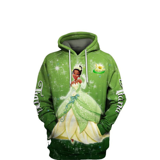 Disney Princess, Cute Princess Tiana, The Princess And The Frog All Over Print Hoodie Moonbestprint