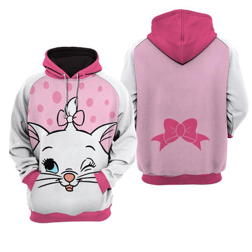 Marie Cat Raglan Pink White Disney Fan Gift, Marie Cat Gift, Stylist Unisex Cartoon Graphic Outfits Aop Hoodie Moonbestprint