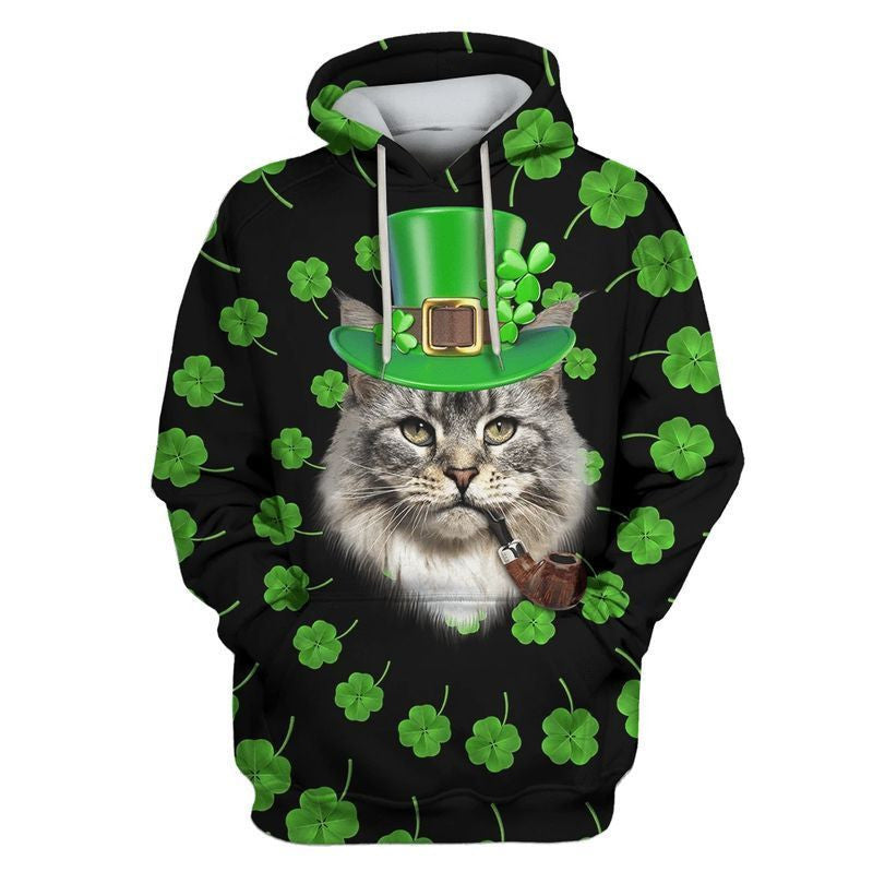 Maine Coon Cat Saint Patrick's Day Over Print 3d Hoodie Zip Hoodie Moonbestprint