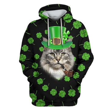 Maine Coon Cat Saint Patrick's Day Over Print 3d Hoodie Zip Hoodie Moonbestprint