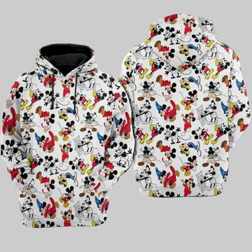 Mickey Mouse Disney, Funny Mickey Pattern Ver9 Aop Hoodie Moonbestprint