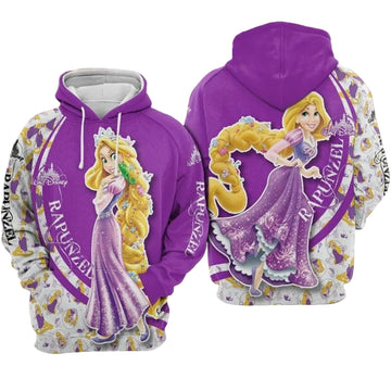 Rapunzel And Pascal Cartoon Tangled Over Print 3d Hoodie Zip Hoodie Moonbestprint