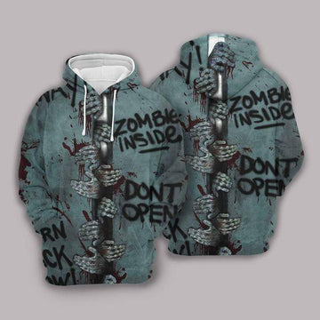 Halloween Hoodie Zombie Hoodie Zombie Inside Don't Open 3d Hoodie Zip Hoodie Moonbestprint