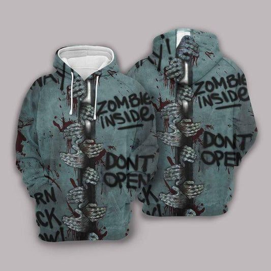 Halloween Hoodie Zombie Hoodie Zombie Inside Don't Open 3d Hoodie Zip Hoodie Moonbestprint