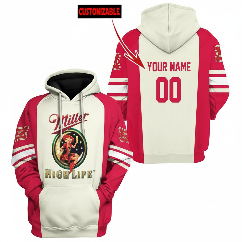 Miller High Life Personalized 3d Hoodie Moonbestprint