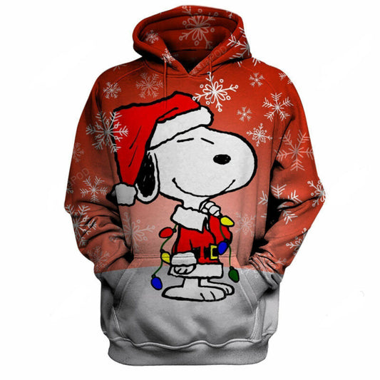 Snoopy Christmas Hoodie Santa Claus Snoopy Christmas Snowflakes 3d Hoodie Zip Hoodie Moonbestprint