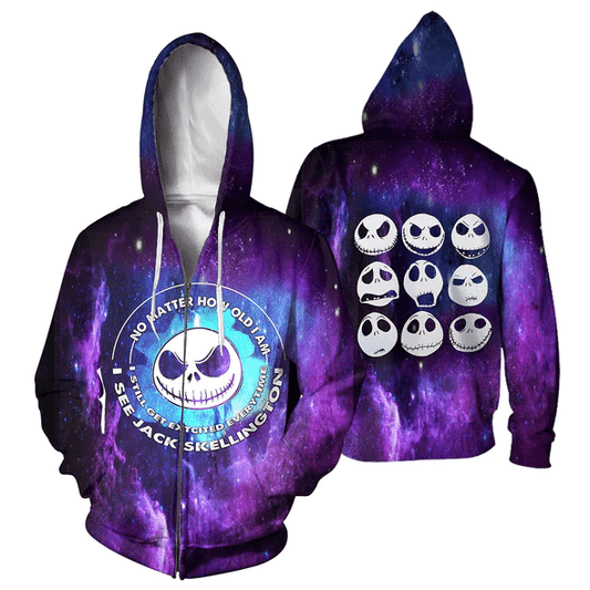 Jack Skellington No Matter How Old I Am 62 Fan Gift Stylist Unisex Cartoon Graphic Outfits Aop Hoodie, Zip Hoodie Moonbestprint