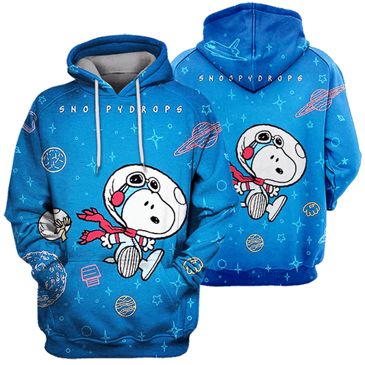 Snoopy The Peanuts, Snoopy Drops, Snoopy Galaxy Aop Hoodie Moonbestprint