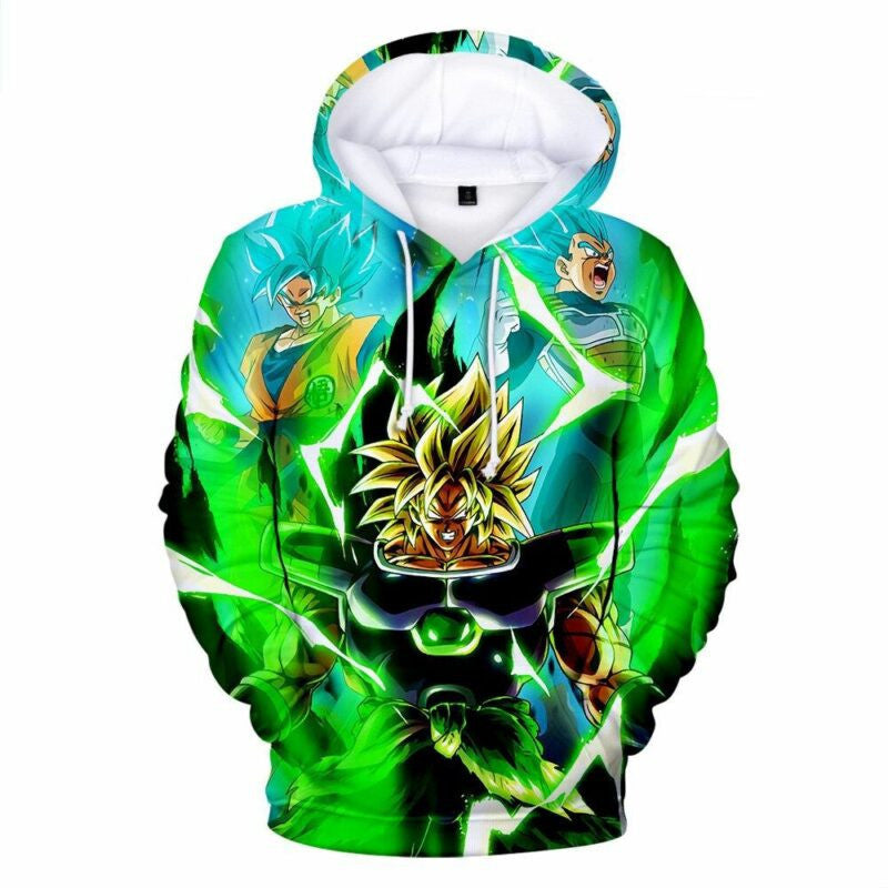 Goku Blue Saiyan Cartoon Dragon Ball Anime Manga 3 Over Print 3d Hoodie Zip Hoodie Moonbestprint