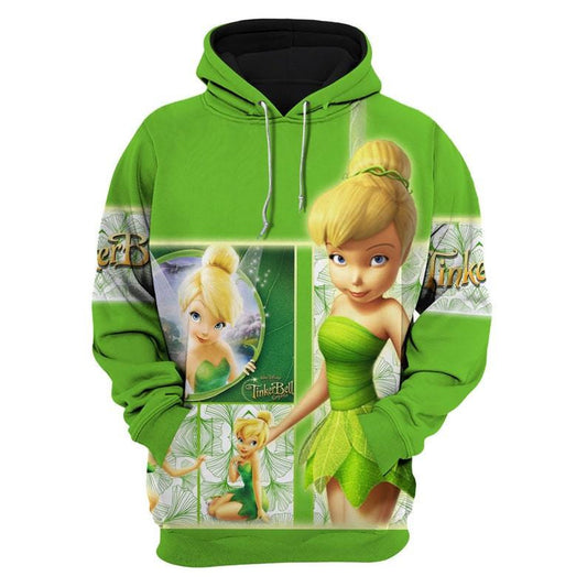Disney Fairies, Disney Green Fairy Tinker Bell All Over Print Hoodie, Zip Hoodie Moonbestprint