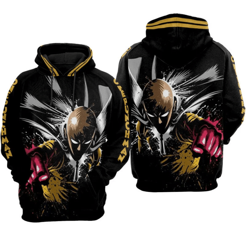 One Punch Man Black Hoodie Zip Hoodie 2 Moonbestprint