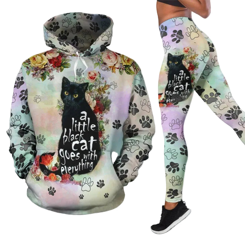 A Little Black Cat Goes With Everything Hoodie Legging Sets Moonbestprint