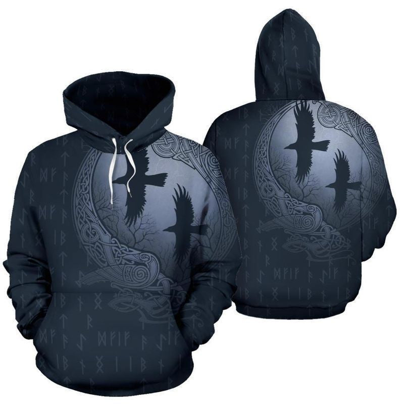 For The Vikings Lovers The Crow Fly 3d Hoodie Moonbestprint