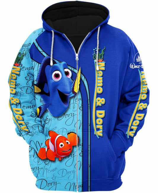 Nemo And Dory 3d Hoodie Zip Hoodie Moonbestprint