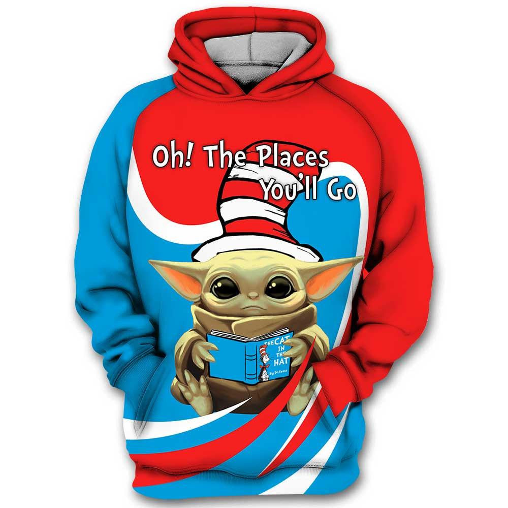 Oh! The Places You'll Go The Cat In The Hat Yoda Star Wars All Over Print Hoodie, Zip Hoodie Moonbestprint