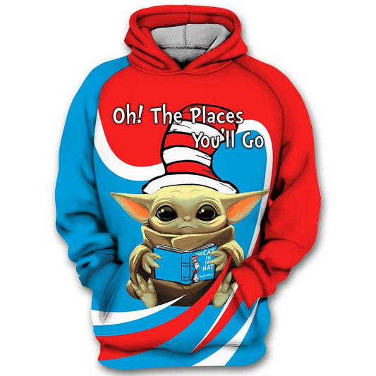 Oh! The Places You'll Go The Cat In The Hat Yoda Star Wars All Over Print Hoodie, Zip Hoodie Moonbestprint