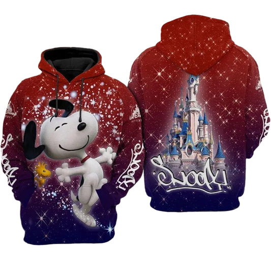 Snoopy And Woodstock Twinkle Disney Castle Over Print 3d Hoodie Zip Hoodie Moonbestprint