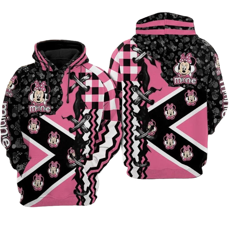 Minnie Mouse Stitches Over Print 3d Hoodie Zip Hoodie Moonbestprint