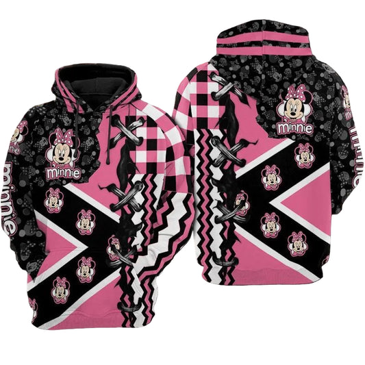 Minnie Mouse Stitches Over Print 3d Hoodie Zip Hoodie Moonbestprint