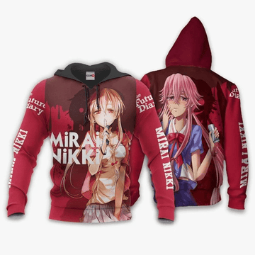 Yuno Gasai Anime Manga Future Diary Mirai Nikki 2 For Men And Women 3d Hoodie Zip Hoodie Moonbestprint