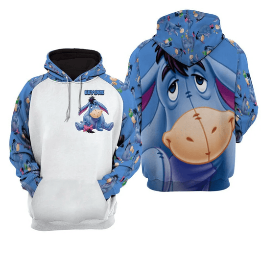 Eeyore Pattern Blue Pullover Hoodies Moonbestprint