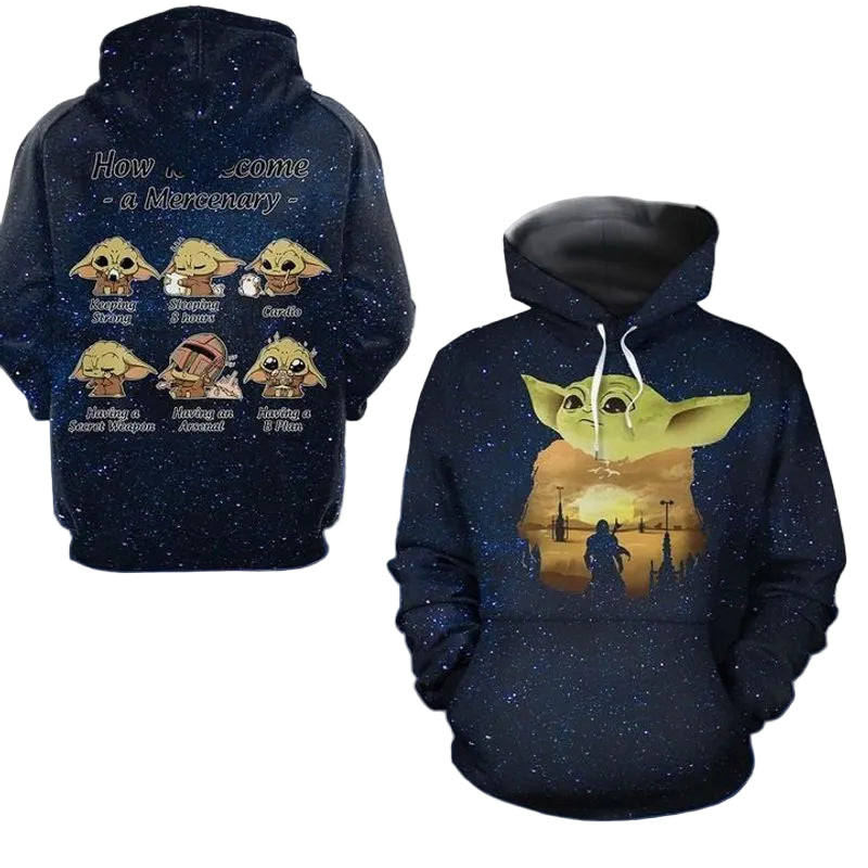 Baby Yoda Mandalorian Star Wars Over Print 3d Hoodie Zip Hoodie Moonbestprint