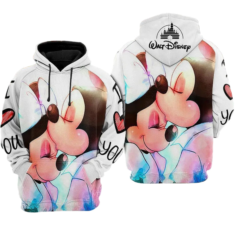 Mickey And Minnie Over Print 3d Hoodie Zip Hoodie Moonbestprint