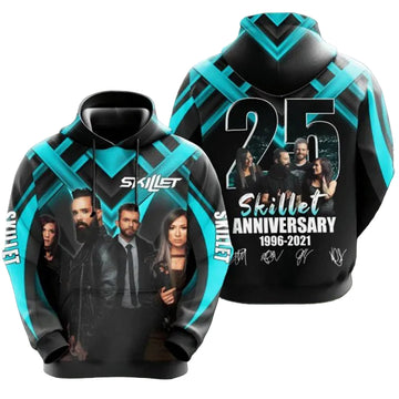Skillet 25th Anniversary 1996 2021 Signature Design Gift For Fan Custom 3d Hoodie All Over Printed Hoodie Moonbestprint