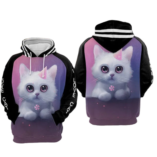Kitten I Love Cat N Over Print 3d Hoodie Zip Hoodie Moonbestprint