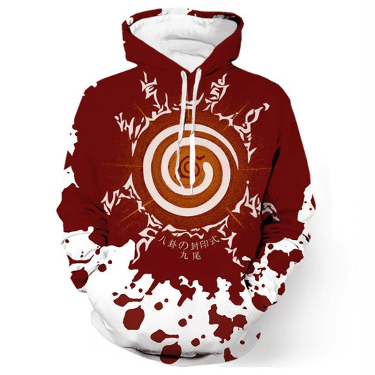 Naruto Seal Leaf Village Symbol Red White Black 3d Hoodie Zip Hoodie Moonbestprint