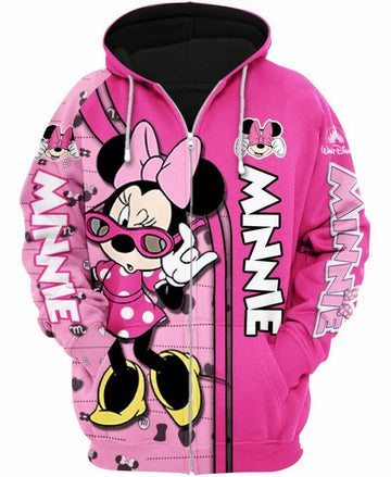 Walt Disney Minnie Mouse 3d Hoodie Zip Hoodie Moonbestprint