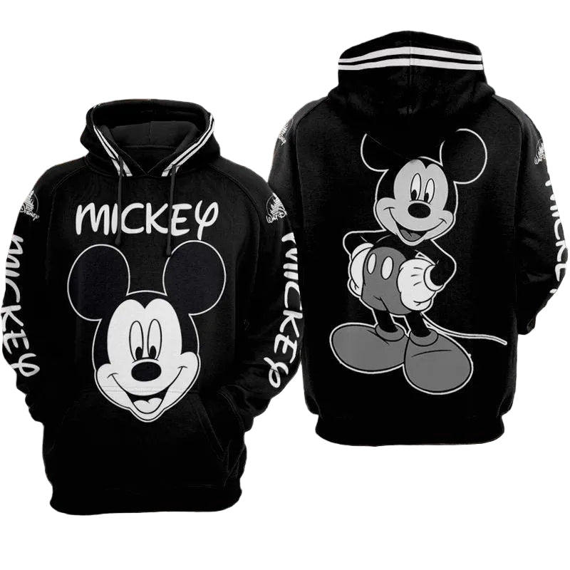 Mickey Jacket Hoodie Black And White Vintage Over Print 3d Hoodie Zip Hoodie Moonbestprint